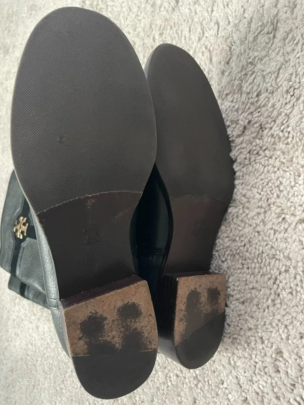 Tory Burch Black Pebbled Leather Tall Riding Boots